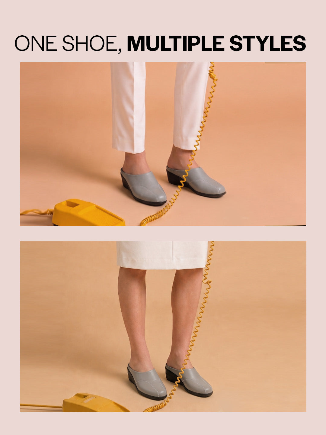 Shop Women Grey Formal Back Open Platform Wedge Heel Slip On Mule Shoes Online.