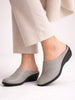 Women Grey Formal Back Open Platform Wedge Heel Slip On Mule Shoes