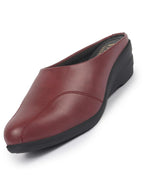 Shop Women Maroon Formal Back Open Platform Wedge Heel Slip On Mule Shoes Online.