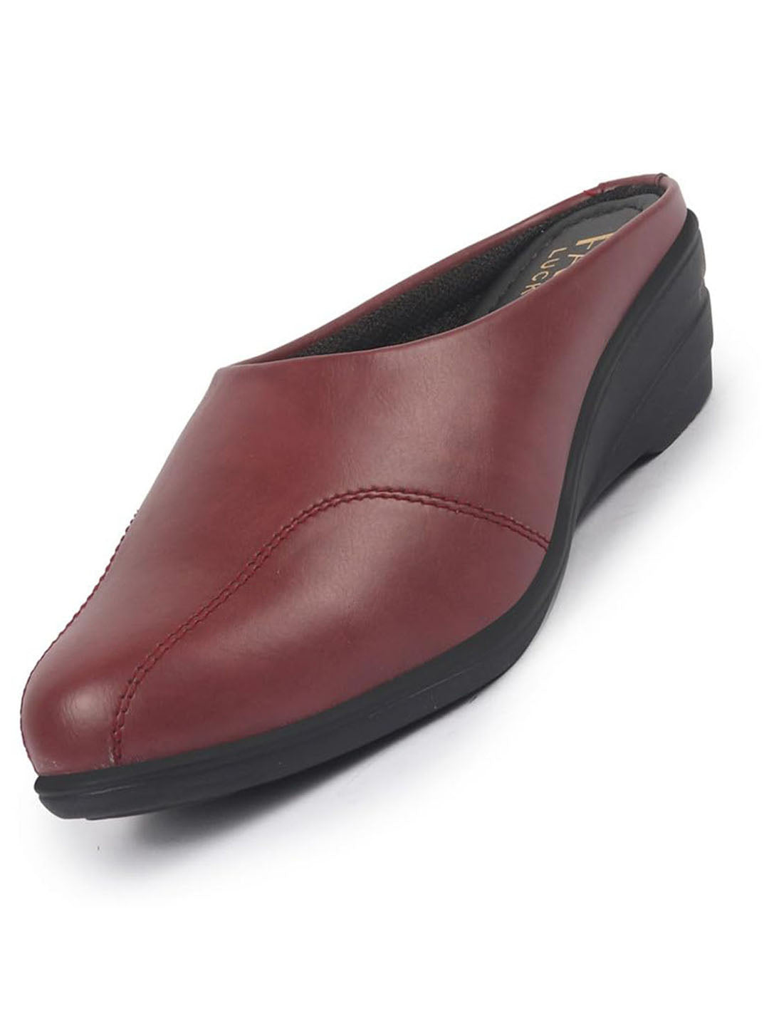 Shop Women Maroon Formal Back Open Platform Wedge Heel Slip On Mule Shoes Online.