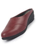 Women Maroon Formal Back Open Platform Wedge Heel Slip On Mule Shoes
