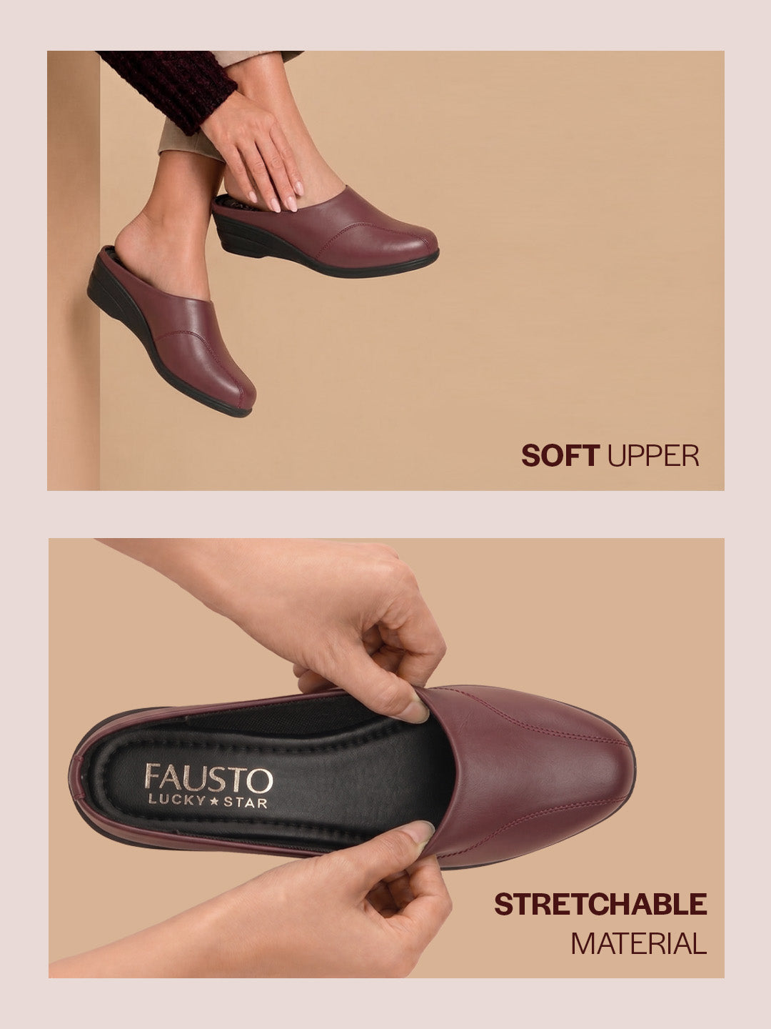 Shop Women Maroon Formal Back Open Platform Wedge Heel Slip On Mule Shoes Online.