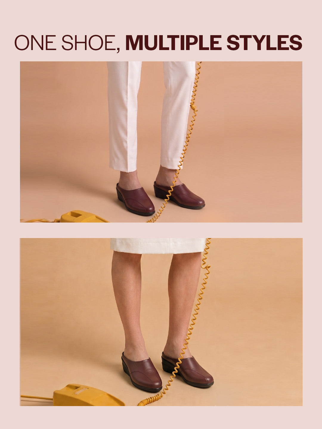 Shop Women Maroon Formal Back Open Platform Wedge Heel Slip On Mule Shoes Online.