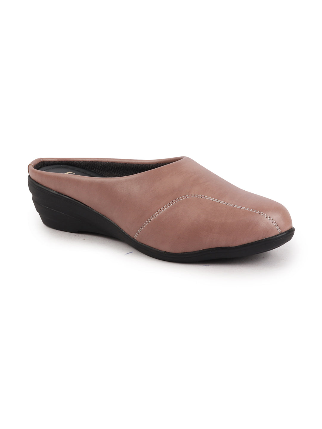 Shop Women Peach Formal Back Open Platform Wedge Heel Slip On Mule Shoes Online.
