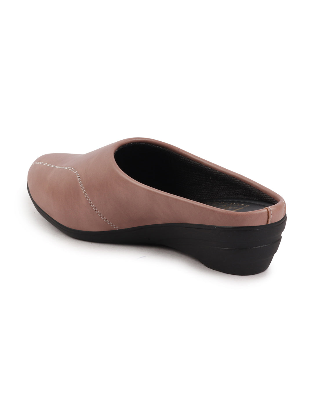 Shop Women Peach Formal Back Open Platform Wedge Heel Slip On Mule Shoes Online.