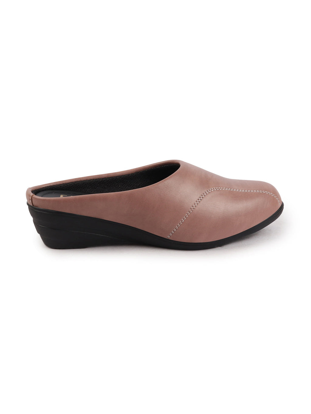 Shop Women Peach Formal Back Open Platform Wedge Heel Slip On Mule Shoes Online.