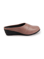 Shop Women Peach Formal Back Open Platform Wedge Heel Slip On Mule Shoes Online.