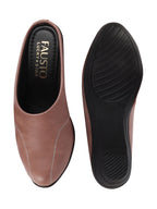 Shop Women Peach Formal Back Open Platform Wedge Heel Slip On Mule Shoes Online.