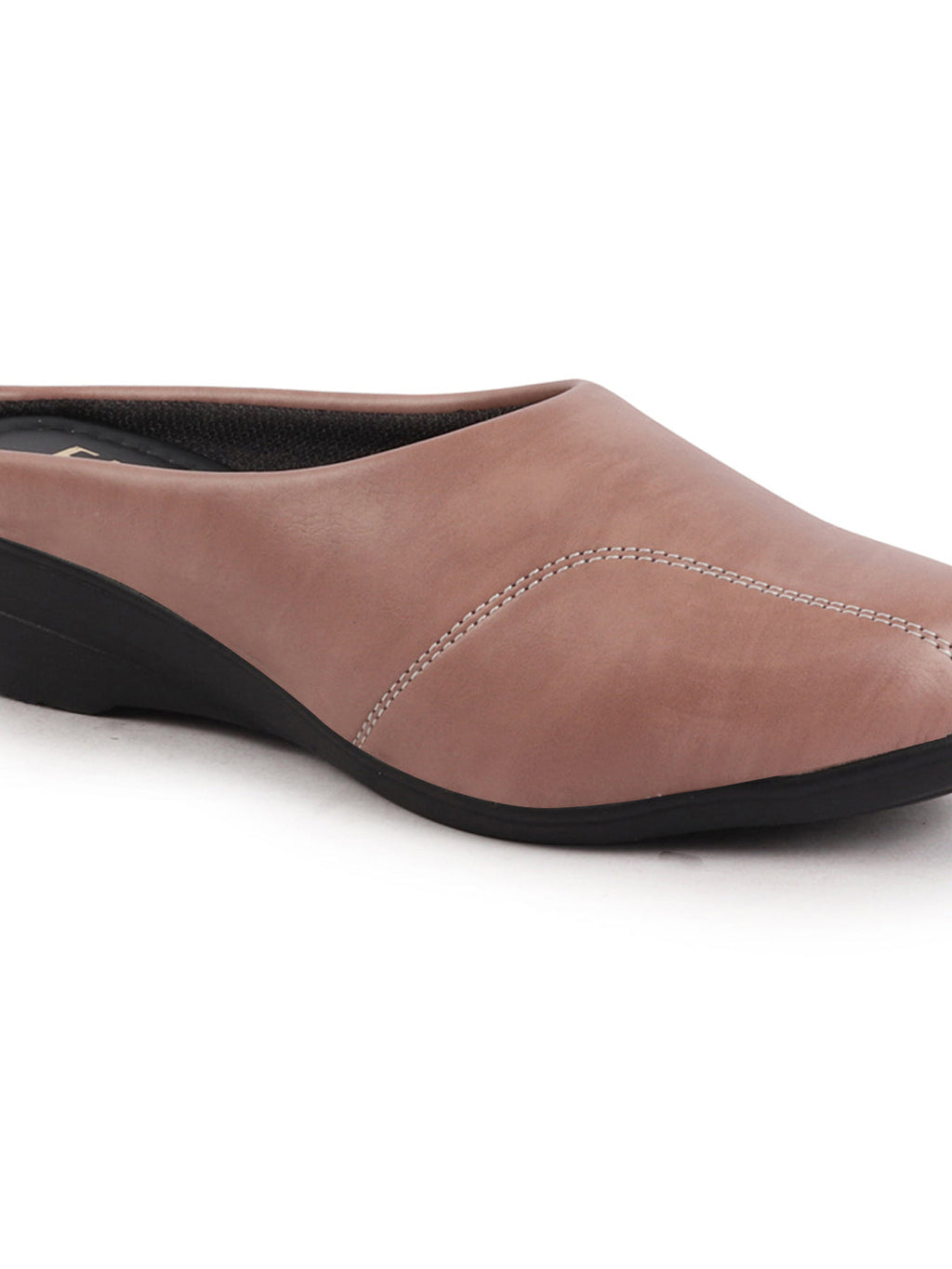 Shop Women Peach Formal Back Open Platform Wedge Heel Slip On Mule Shoes Online.