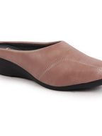 Shop Women Peach Formal Back Open Platform Wedge Heel Slip On Mule Shoes Online.