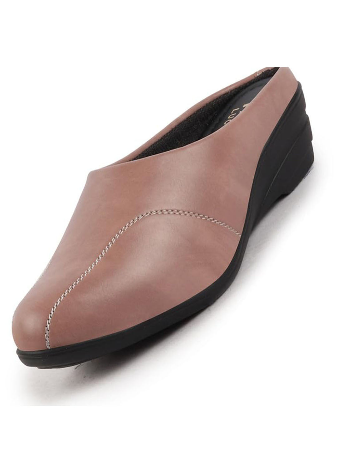 Shop Women Peach Formal Back Open Platform Wedge Heel Slip On Mule Shoes Online.