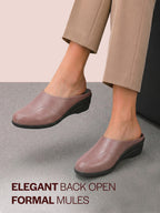 Shop Women Peach Formal Back Open Platform Wedge Heel Slip On Mule Shoes Online.