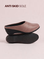 Shop Women Peach Formal Back Open Platform Wedge Heel Slip On Mule Shoes Online.