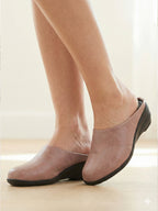 Women Peach Formal Back Open Platform Wedge Heel Slip On Mule Shoes