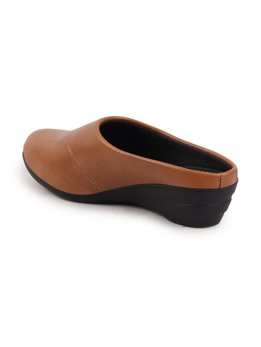 Shop Women Tan Formal Back Open Platform Wedge Heel Slip On Mule Shoes Online.
