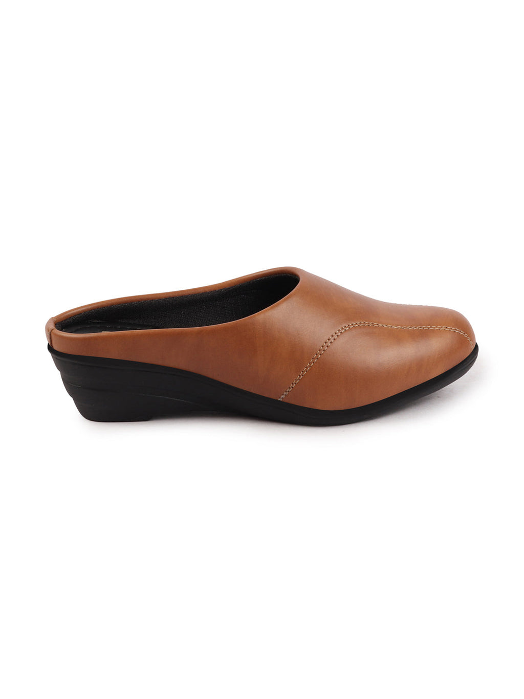 Shop Women Tan Formal Back Open Platform Wedge Heel Slip On Mule Shoes Online.
