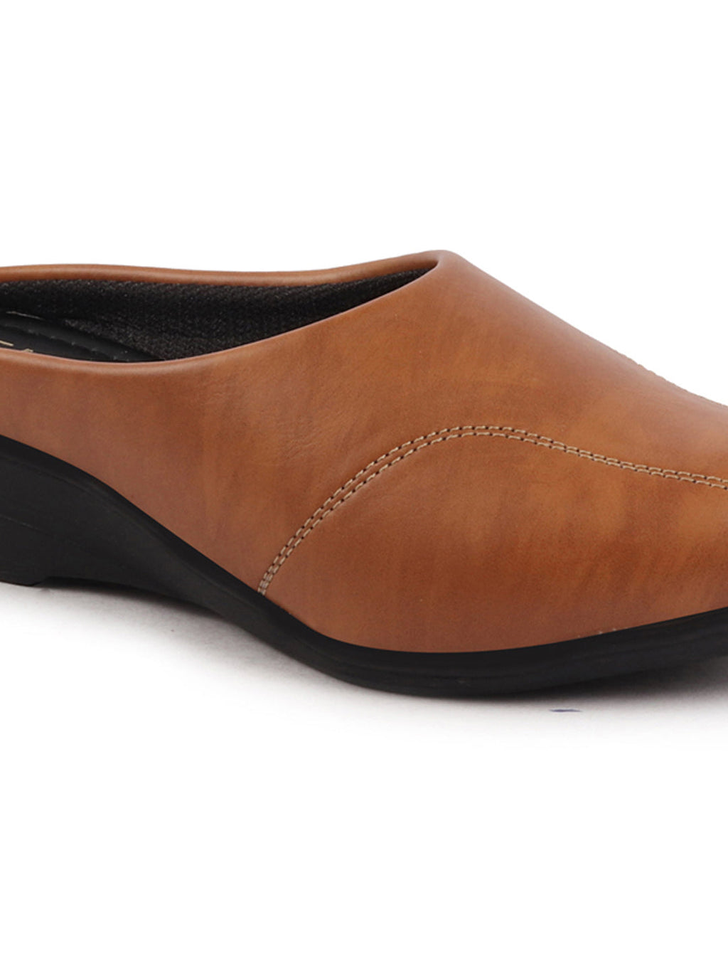 Shop Women Tan Formal Back Open Platform Wedge Heel Slip On Mule Shoes Online.
