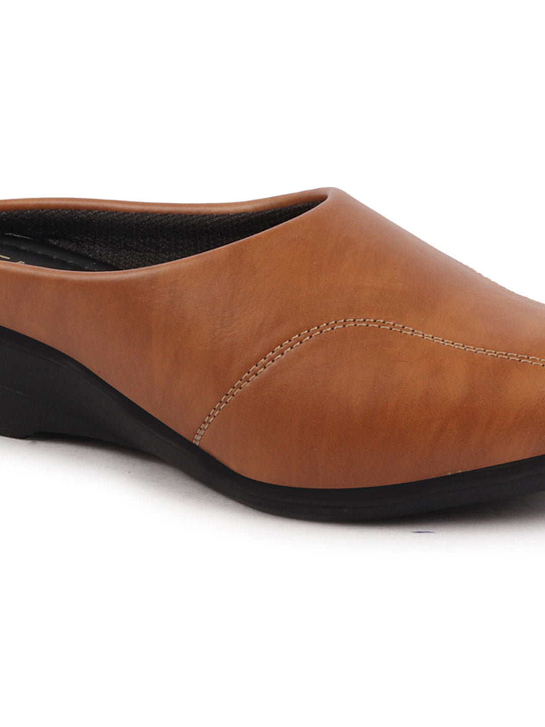 Shop Women Tan Formal Back Open Platform Wedge Heel Slip On Mule Shoes Online.