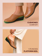 Shop Women Peach Formal Platform Wedge Heel Slip On Ballerina Shoes Online.
