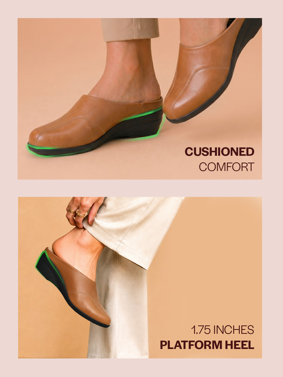 Shop Women Peach Formal Platform Wedge Heel Slip On Ballerina Shoes Online.