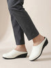 Women White Formal Back Open Platform Wedge Heel Slip On Mule Shoes