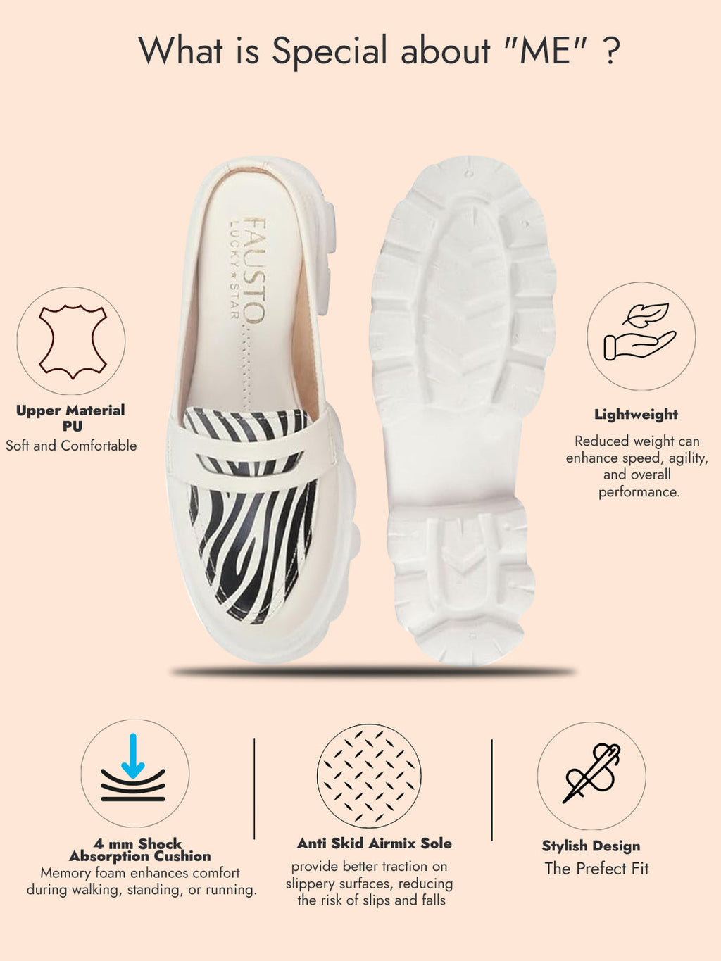 Shop Women White Stiched Zebra Striped Print Back Open Party Slip On Casual Shoes Online.