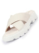 FAUSTO Women Cream Open Toe Cross Strap Textured Slip On Platform Heel Sandal With Cushioned Footbed|Height Enhancer Slippers