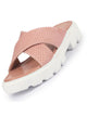 FAUSTO Women Pink Open Toe Cross Strap Textured Slip On Platform Heel Sandal With Cushioned Footbed|Height Enhancer Slippers
