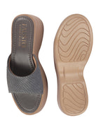 Shop FAUSTO Women Grey Open Toe Textured Strap Wedge Heel Sandal With Cushioned Footbed|Platform Sandal For Party|Festive|Wedding Online.