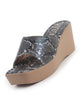 Women Brown Textured Print Platform Slip On Sandal With Cushioned Footbed|Height Enhancer Sandal For Broad Feet|Festive|Wedding
