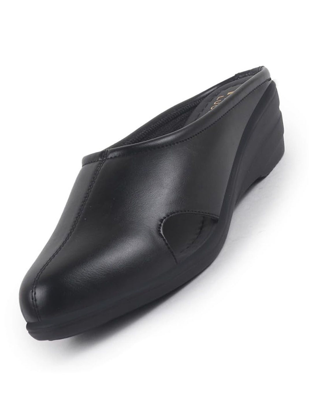 Women Black Back Open Flatform Formal Slip On Mules Clogs Outings|All Day Comfort|Office Shoes