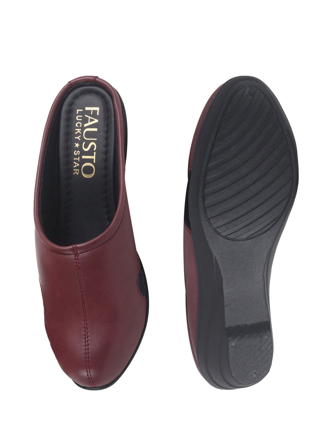 Buy Women Maroon Back Open Flatform Formal Mules Shoes Online