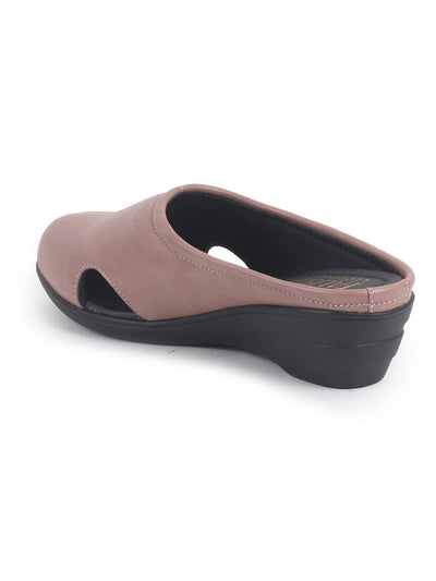 Women Peach Back Open Flatform Formal Slip On Mules Clogs Outings|All Day Comfort|Office Shoes