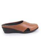 Women Tan Back Open Flatform Formal Slip On Mules Clogs Outings|All Day Comfort|Office Shoes