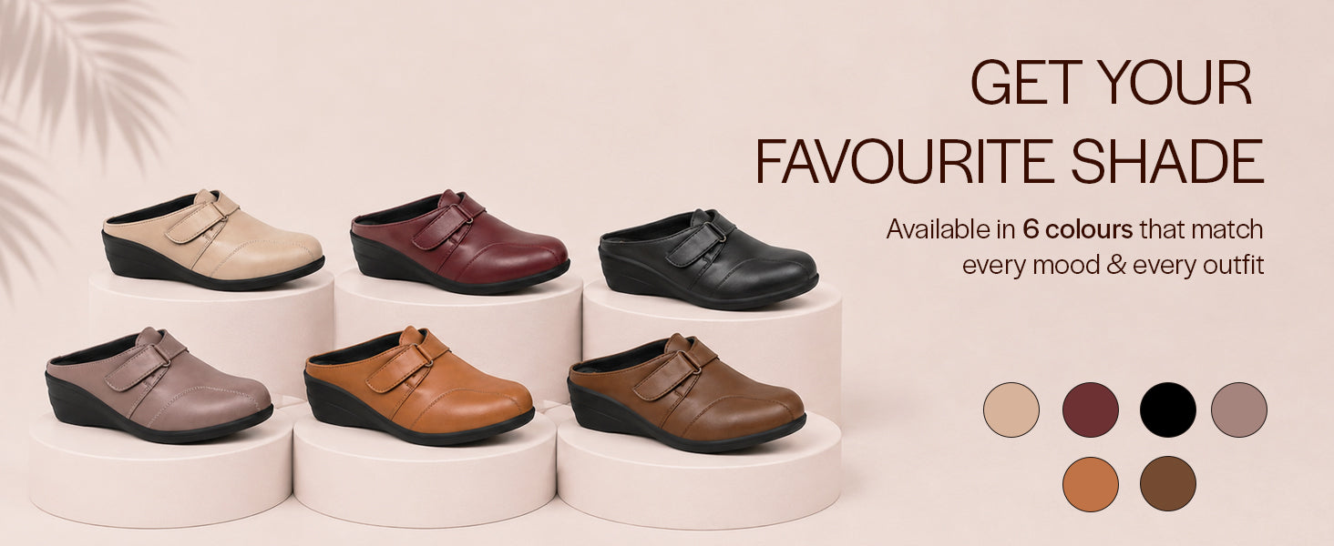 Women Peach Back Open Formal Slip On Flatform Heel Wedges with Hook and Loop|Adjustable Strap Shoes|Office Meetings