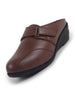Women Brown Back Open Formal Slip On Flatform Heel Wedges with Hook and Loop|Adjustable Strap Shoes|Office Meetings