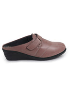Women Peach Back Open Formal Slip On Flatform Heel Wedges with Hook and Loop|Adjustable Strap Shoes|Office Meetings