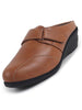 Women Tan Back Open Formal Slip On Flatform Heel Wedges with Hook and Loop|Adjustable Strap Shoes|Office Meetings