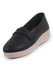Women Black Textured Slip On Casual Shoes Flatform Heel Height Enhancer|All Day Comfort|Daily Wear Shoes