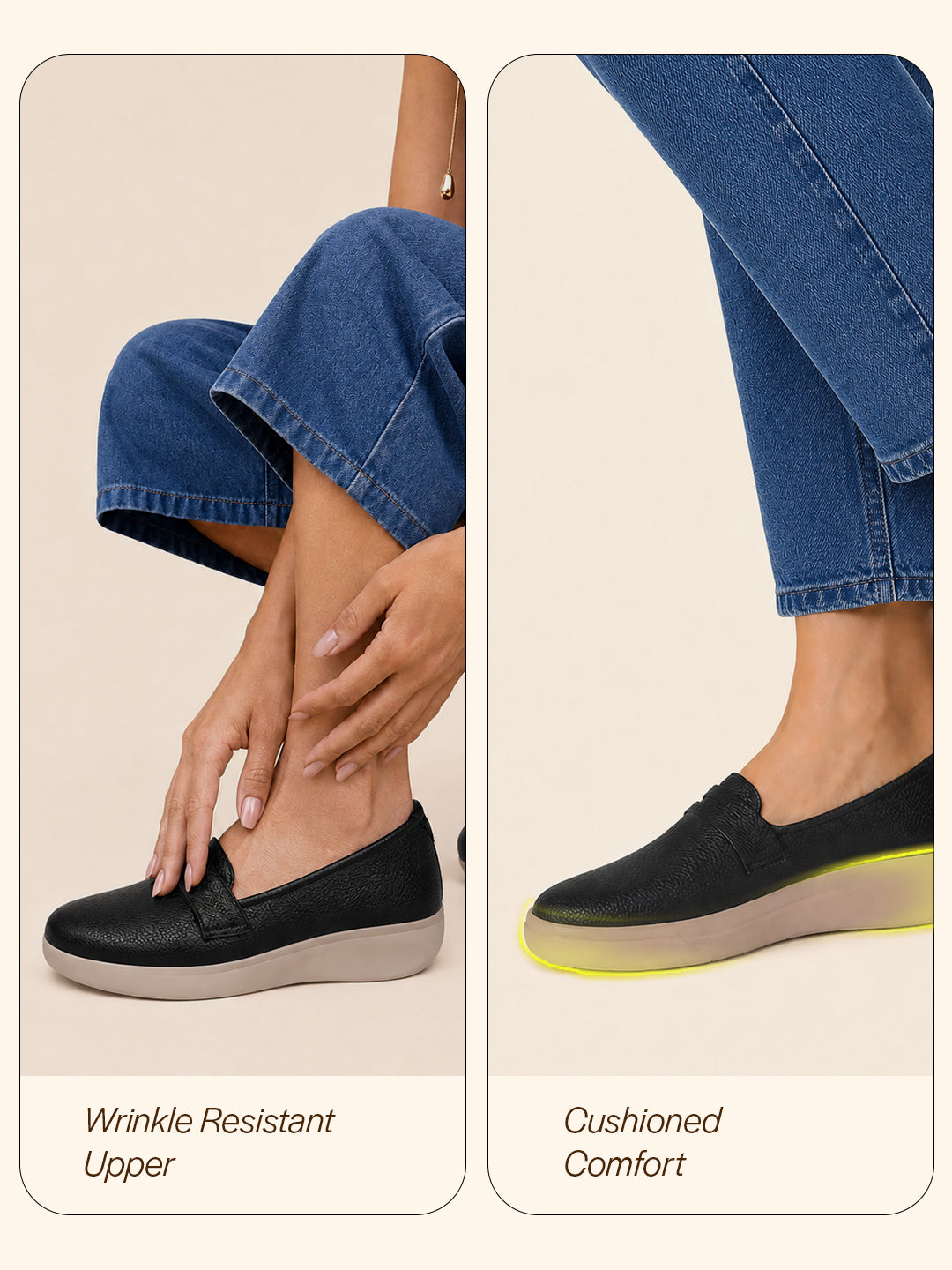 women black textured slip on casual shoes flatform heel height enhancer|all day comfort|daily wear shoes