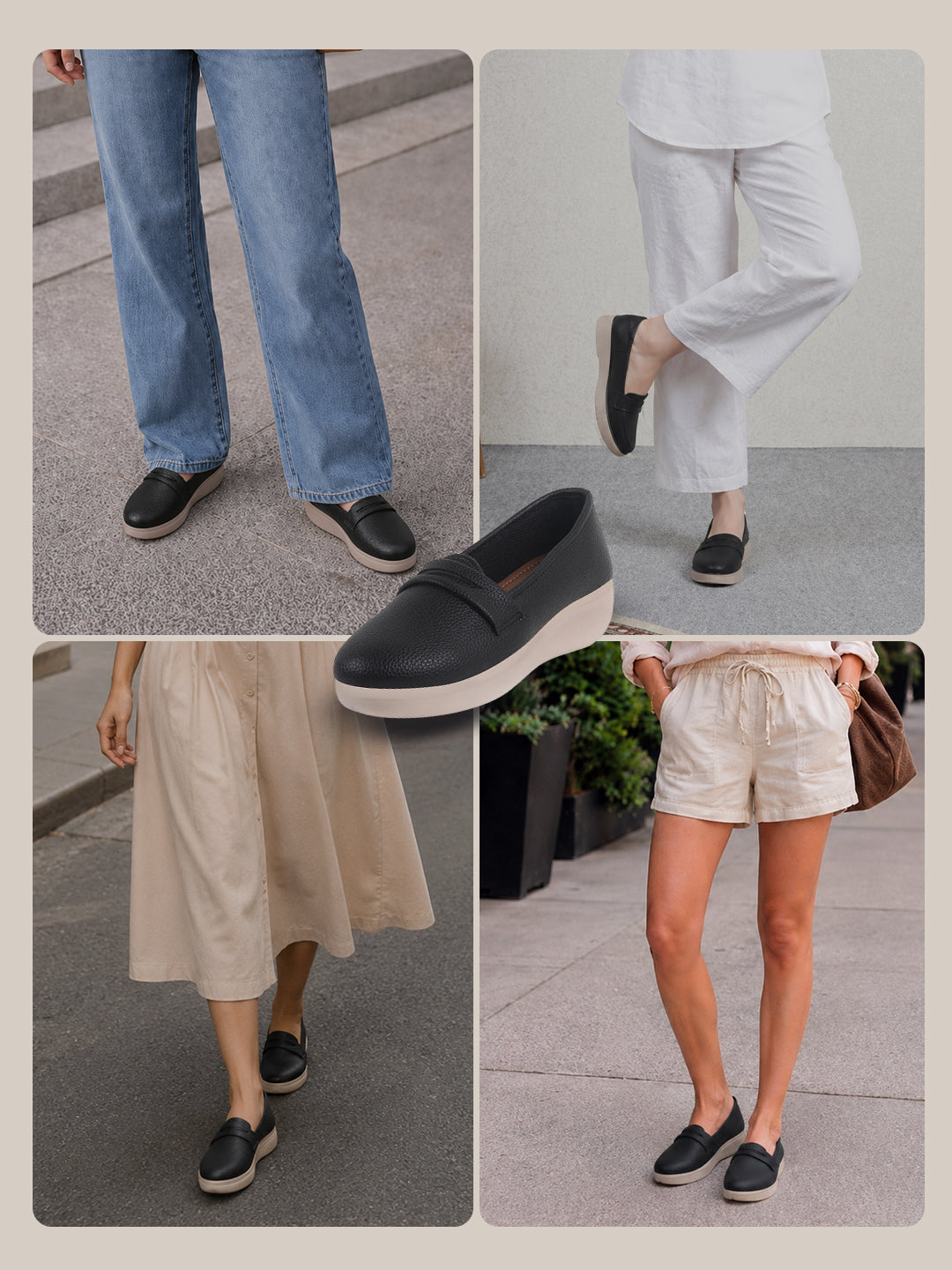 women black textured slip on casual shoes flatform heel height enhancer|all day comfort|daily wear shoes