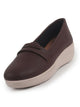 Women Brown Textured Slip On Casual Shoes Flatform Heel Height Enhancer|All Day Comfort|Daily Wear Shoes