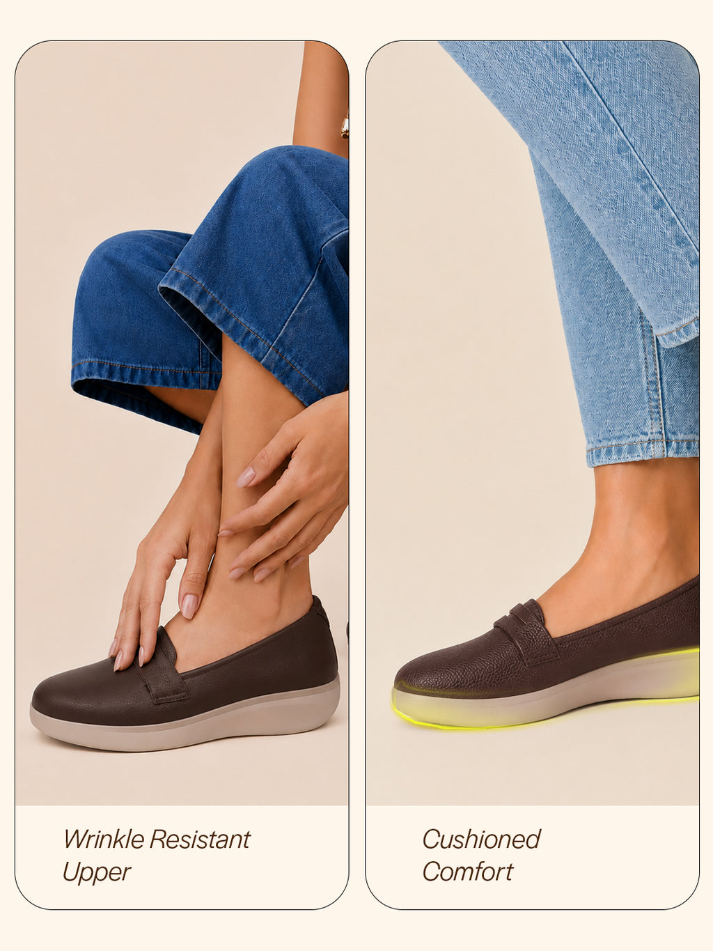 women brown textured slip on casual shoes flatform heel height enhancer|all day comfort|daily wear shoes