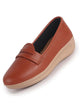 Women Camel Textured Slip On Casual Shoes Flatform Heel Height Enhancer|All Day Comfort Shoes