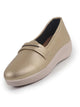 Women Golden Textured Slip On Casual Shoes Flatform Heel Height Enhancer|All Day Comfort|Daily Wear Shoes