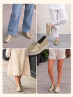 women golden textured slip on casual shoes flatform heel height enhancer|all day comfort|daily wear shoes