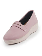 Women Peach Textured Slip On Casual Shoes Flatform Heel Height Enhancer|All Day Comfort|Daily Wear Shoes