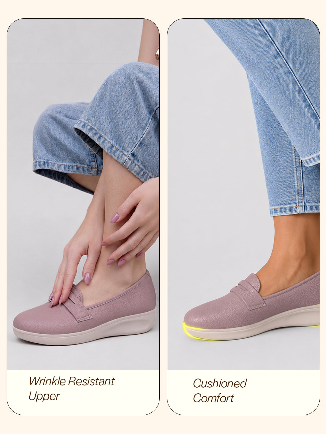 women peach textured slip on casual shoes flatform heel height enhancer|all day comfort|daily wear shoes