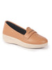 Women Tan Textured Slip On Casual Shoes Flatform Heel Height Enhancer|All Day Comfort|Daily Wear Shoes