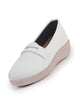 Women White Textured Slip On Casual Shoes Flatform Heel Height Enhancer|All Day Comfort|Daily Wear Shoes